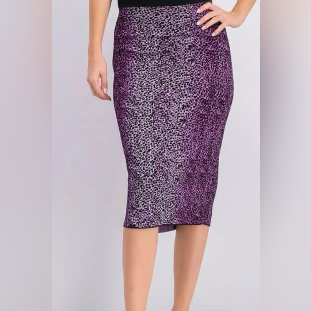 RACHEL Rachel Roy Purple and Black Animal Print Pencil Skirt Excellent C!